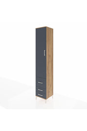 Hyperion Dolap 5 Raflı 3 Çekmeceli Tek Kapaklı 44x44x243 Çam-Antrasit