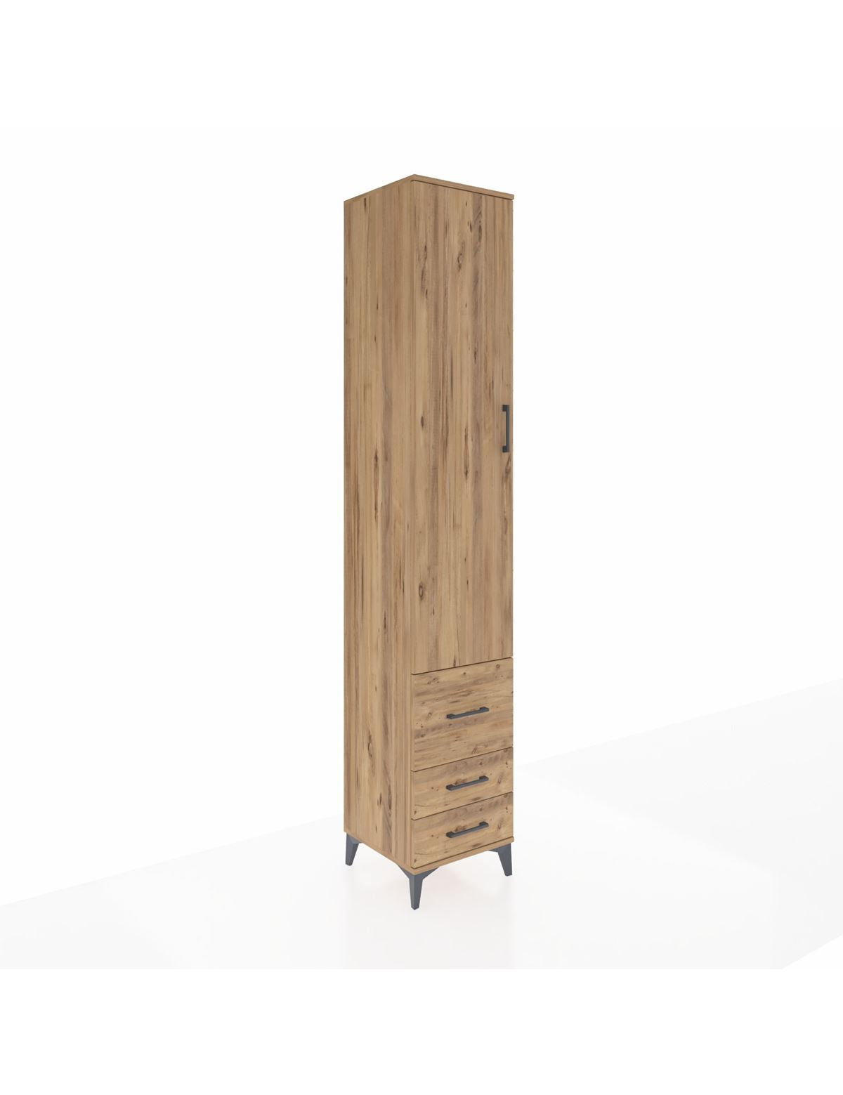 Hyperion Dolap 5 Raflı 3 Çekmeceli Tek Kapaklı 44x44x243 Çam-Çam