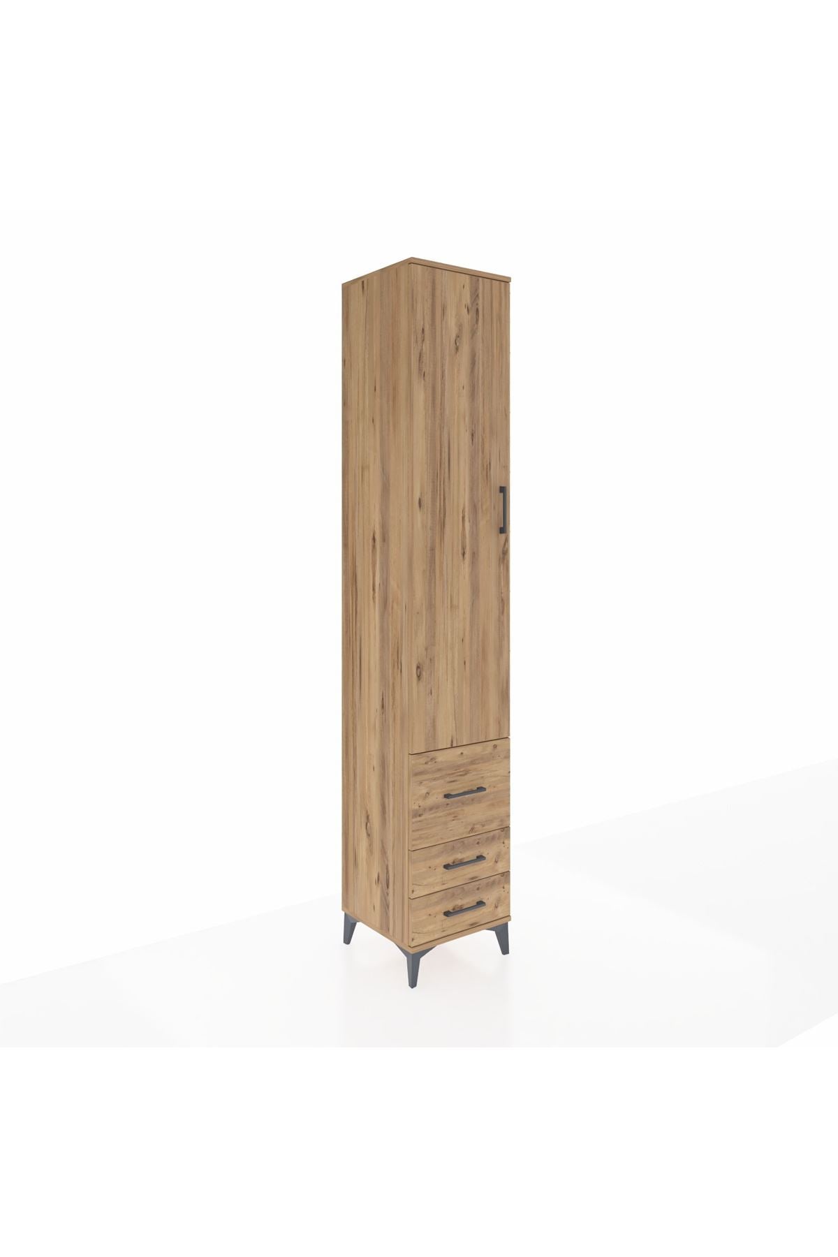 Hyperion Dolap 5 Raflı 3 Çekmeceli Tek Kapaklı 44x44x243 Çam-Çam