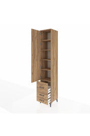 Hyperion Dolap 5 Raflı 3 Çekmeceli Tek Kapaklı 44x44x243 Çam-Çam
