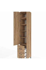 Hyperion Dolap 5 Raflı 3 Çekmeceli Tek Kapaklı 44x44x243 Çam-Çam