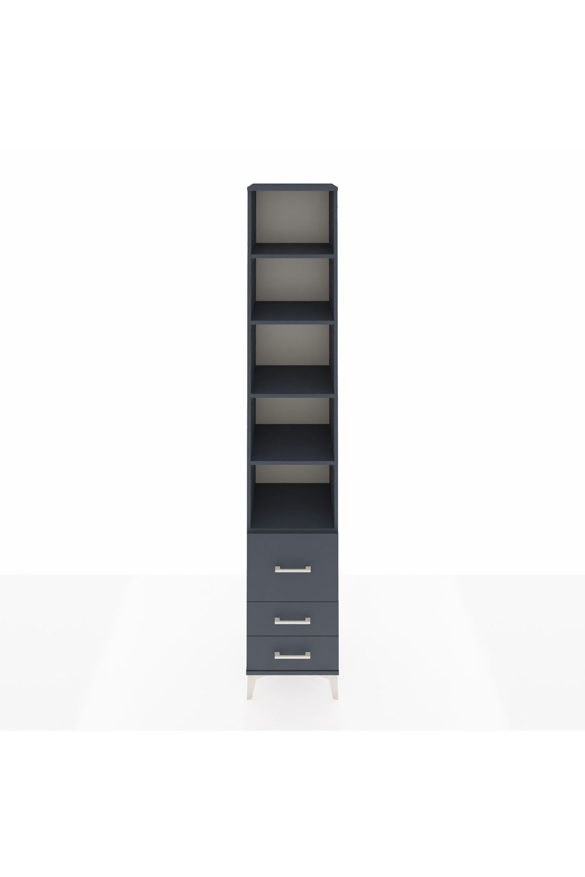 Hyperion Dolap 5 Raflı 3 Çekmeceli 44x44x243 Antrasit-Antrasit