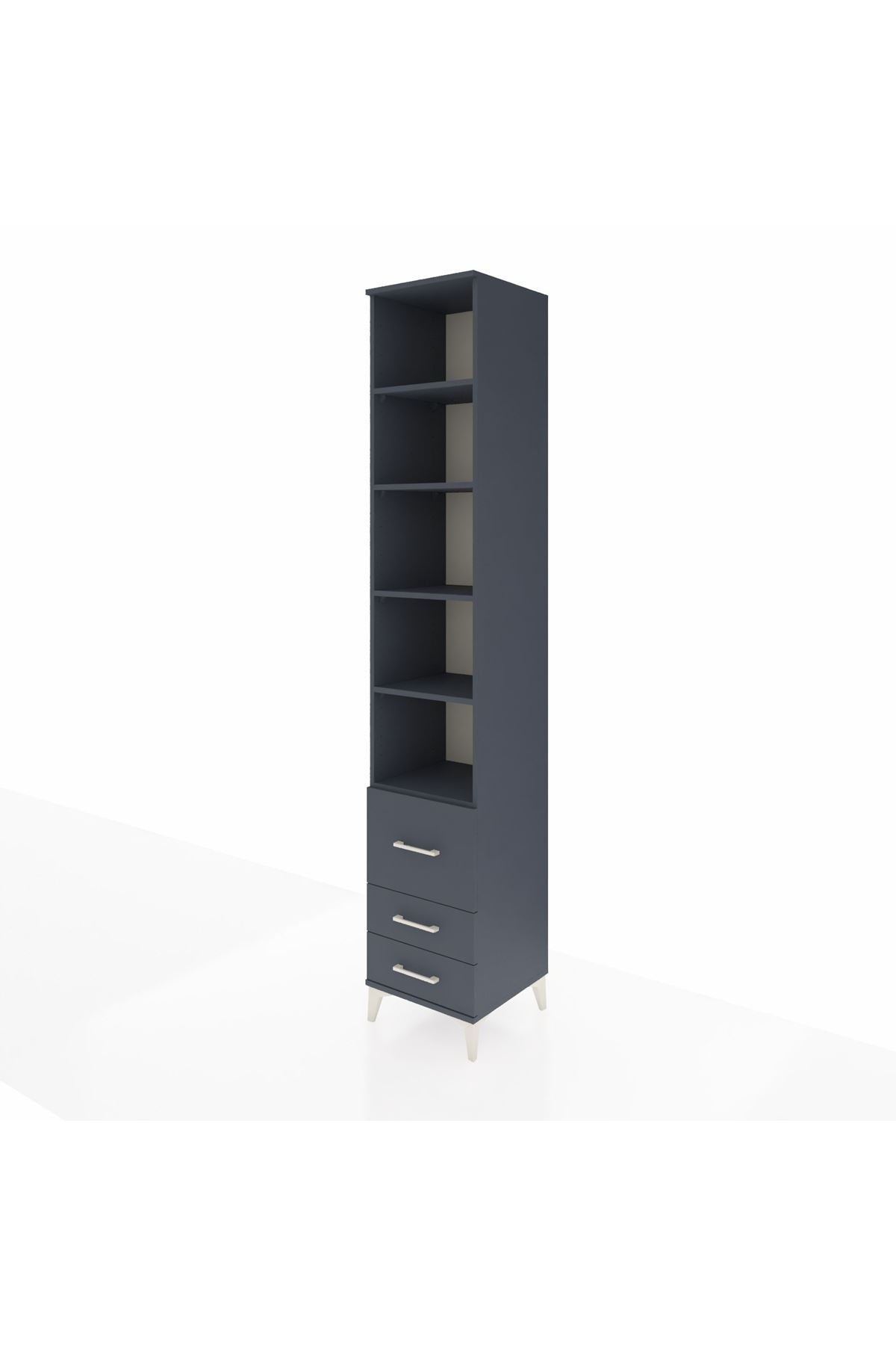 Hyperion Dolap 5 Raflı 3 Çekmeceli 44x44x243 Antrasit-Antrasit