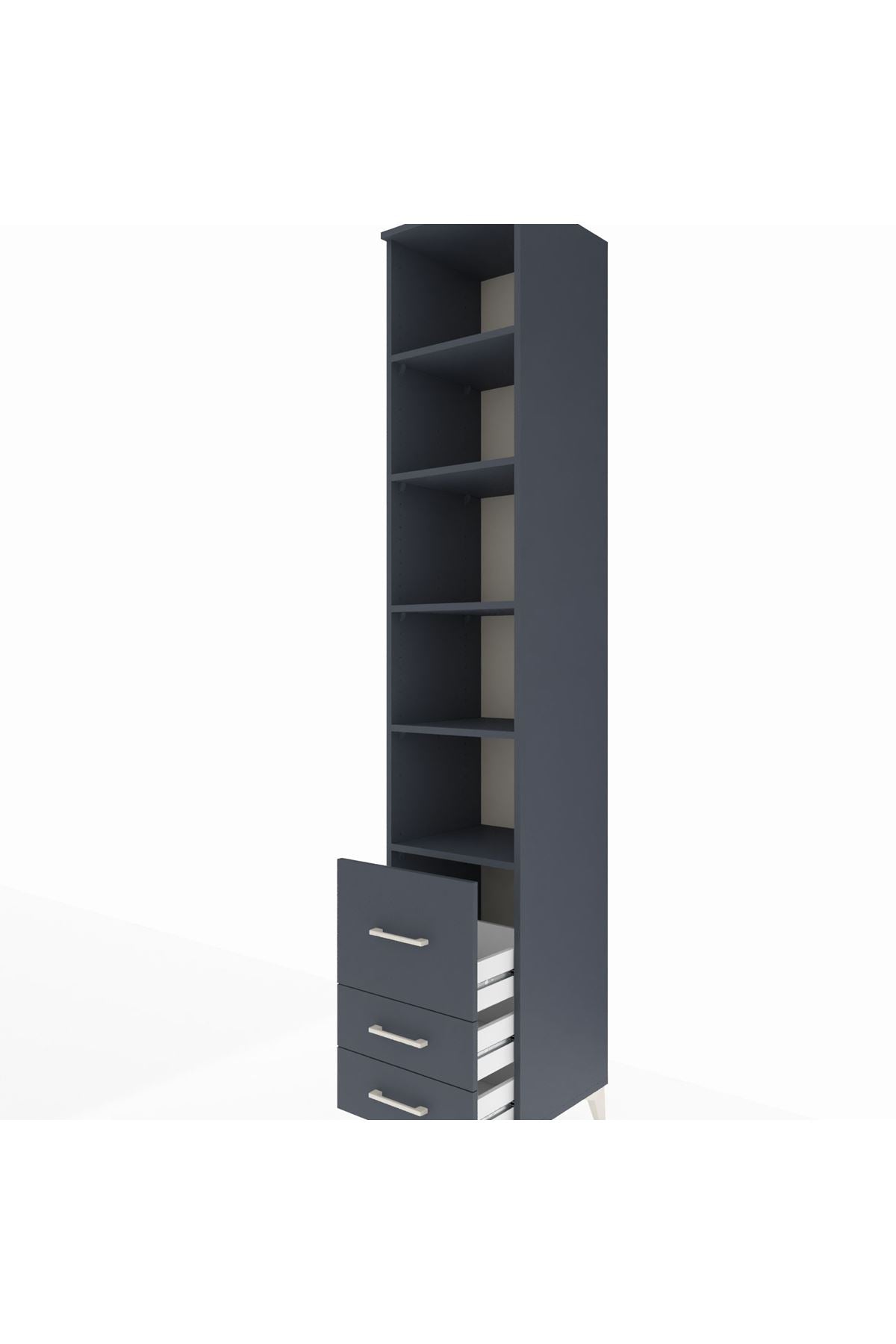 Hyperion Dolap 5 Raflı 3 Çekmeceli 44x44x243 Antrasit-Antrasit