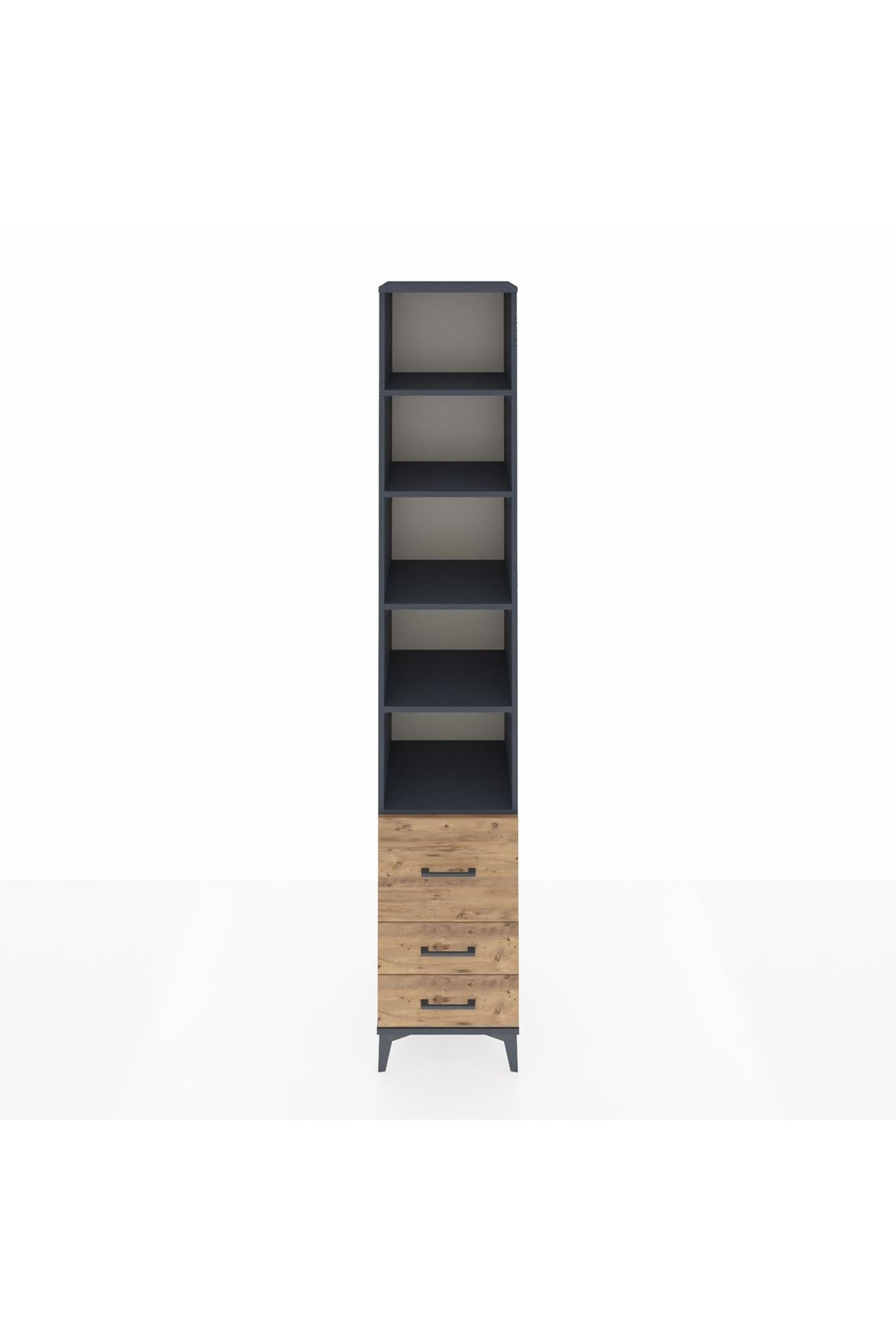 Hyperion Dolap 5 Raflı 3 Çekmeceli 44x44x243 Antrasit-Çam