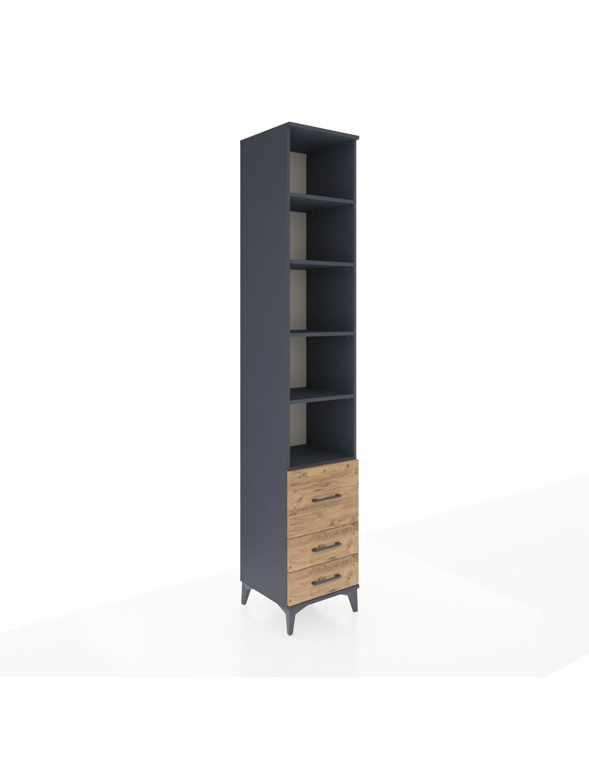 Hyperion Dolap 5 Raflı 3 Çekmeceli 44x44x243 Antrasit-Çam