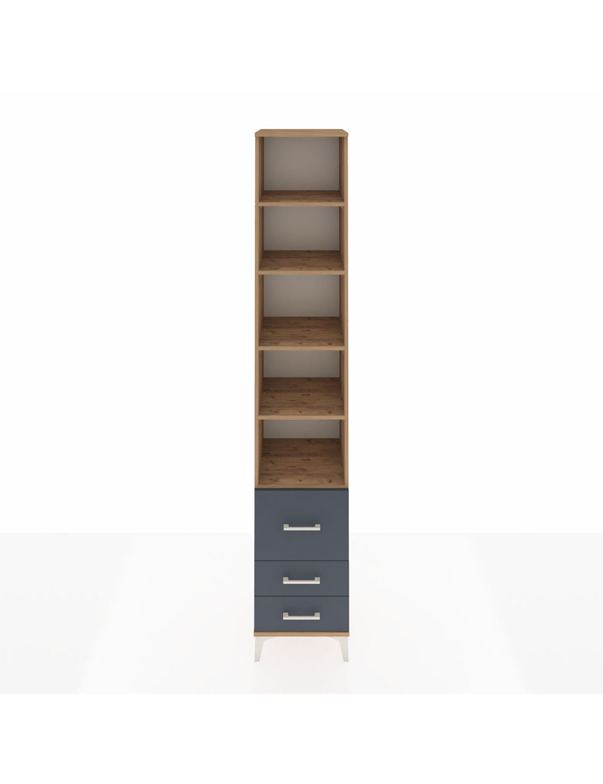 Hyperion Dolap 5 Raflı 3 Çekmeceli 44x44x243 Çam-Antrasit