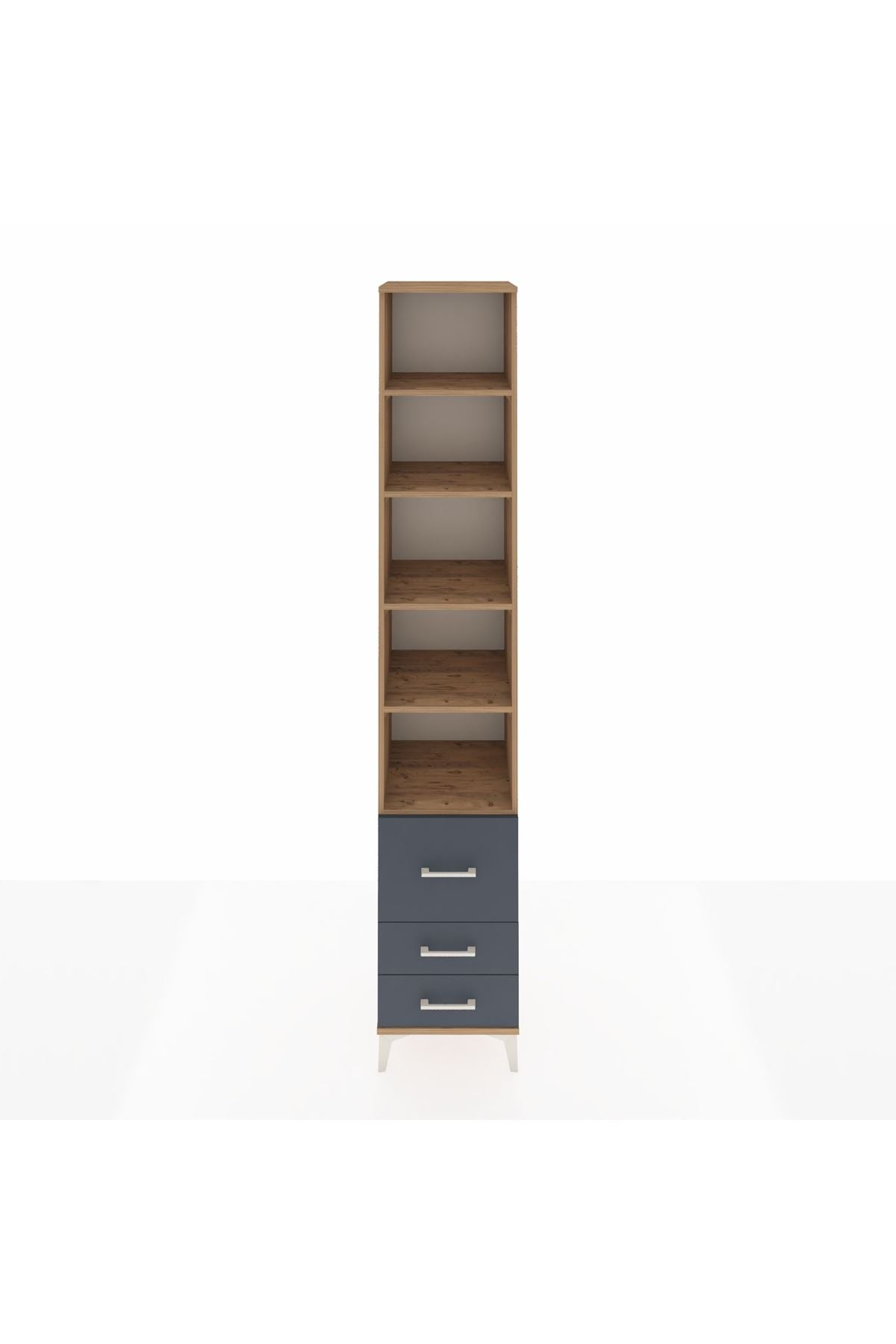 Hyperion Dolap 5 Raflı 3 Çekmeceli 44x44x243 Çam-Antrasit