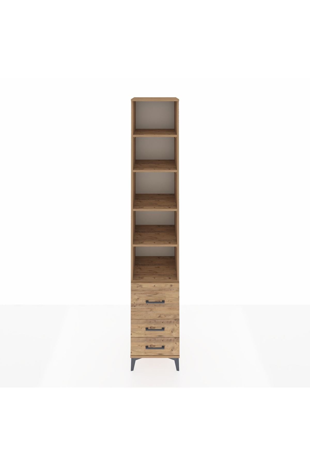 Hyperion Dolap 5 Raflı 3 Çekmeceli 44x44x243 Çam-Çam