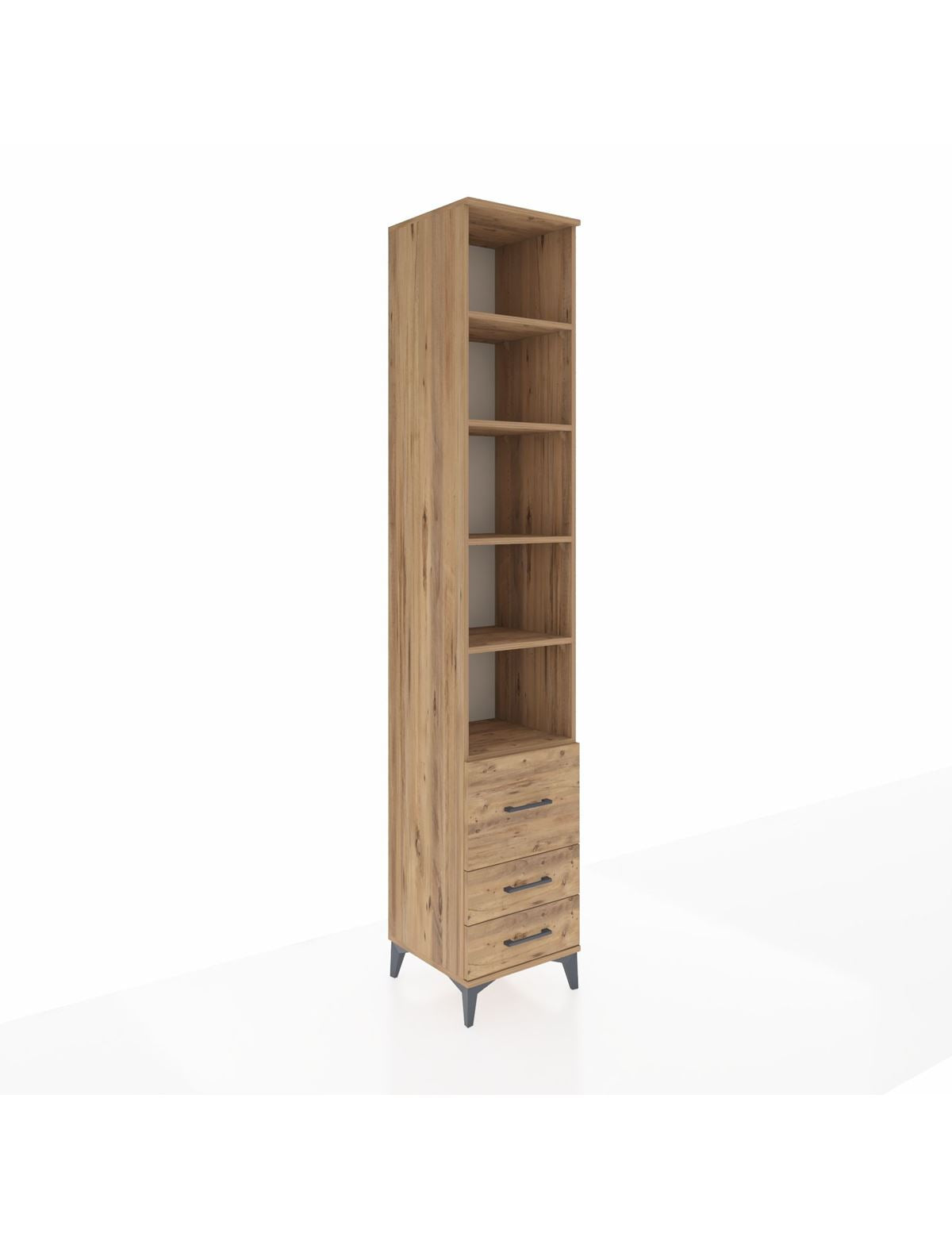 Hyperion Dolap 5 Raflı 3 Çekmeceli 44x44x243 Çam-Çam