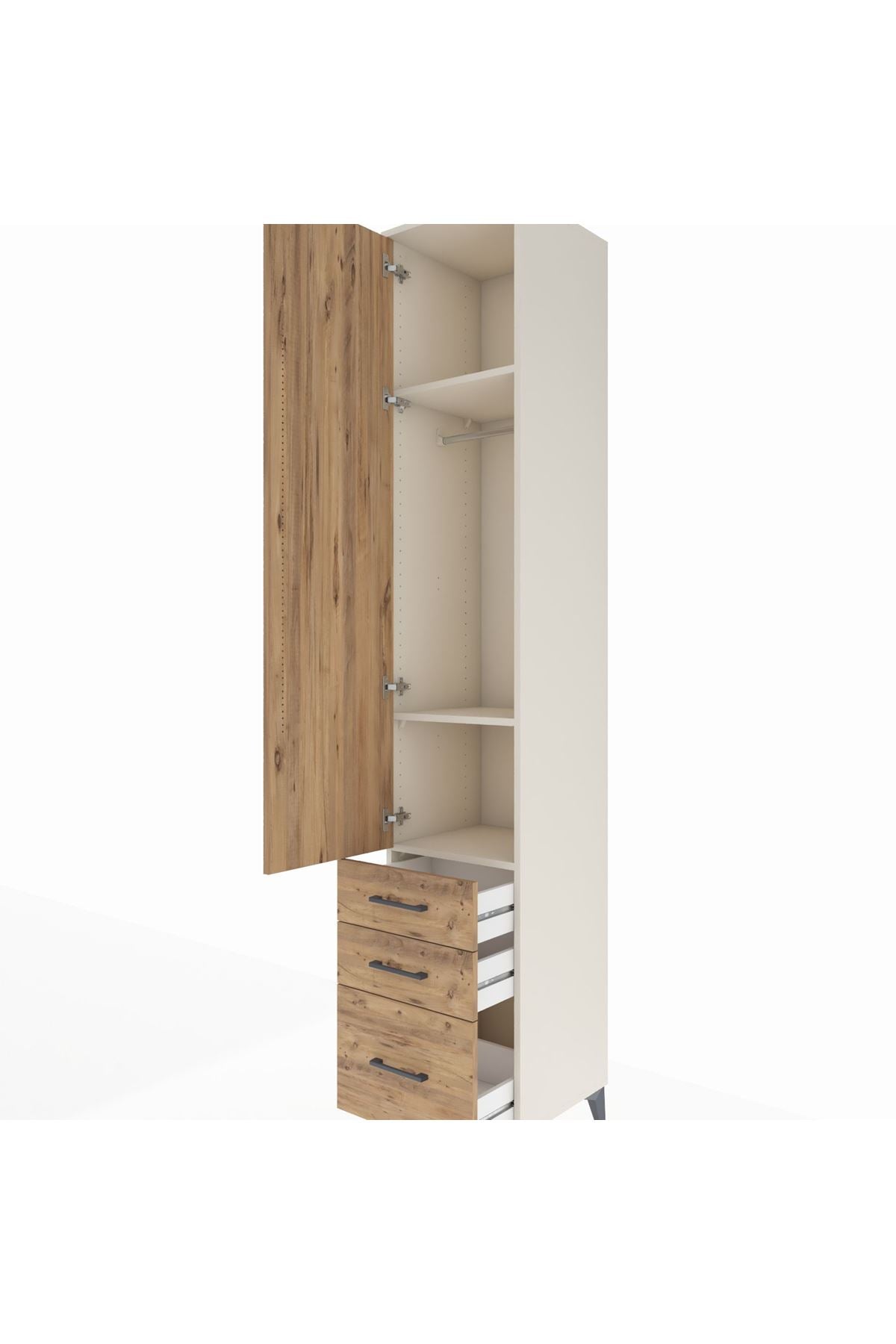 Hyperion Dolap 3 Raflı 3 Çekmeceli Tek Askılı 44x44x243 Aytaşı-Çam