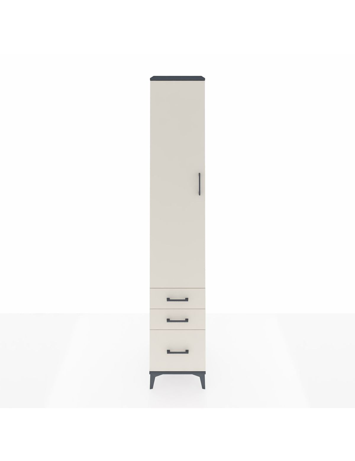 Hyperion Dolap 3 Raflı 3 Çekmeceli Tek Askılı 44x44x243 Antrasit-Aytaşı