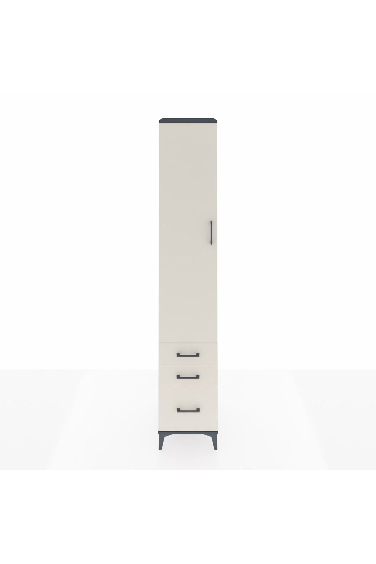 Hyperion Dolap 3 Raflı 3 Çekmeceli Tek Askılı 44x44x243 Antrasit-Aytaşı