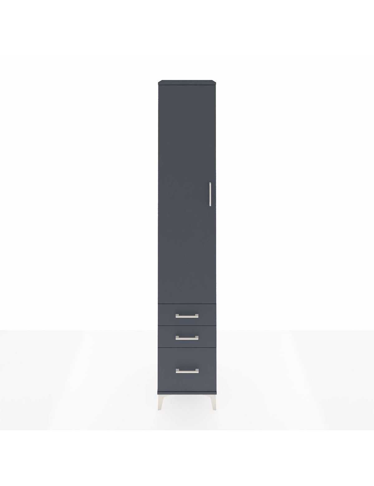 Hyperion Dolap 3 Raflı 3 Çekmeceli Tek Askılı 44x44x243 Antrasit-Antrasit