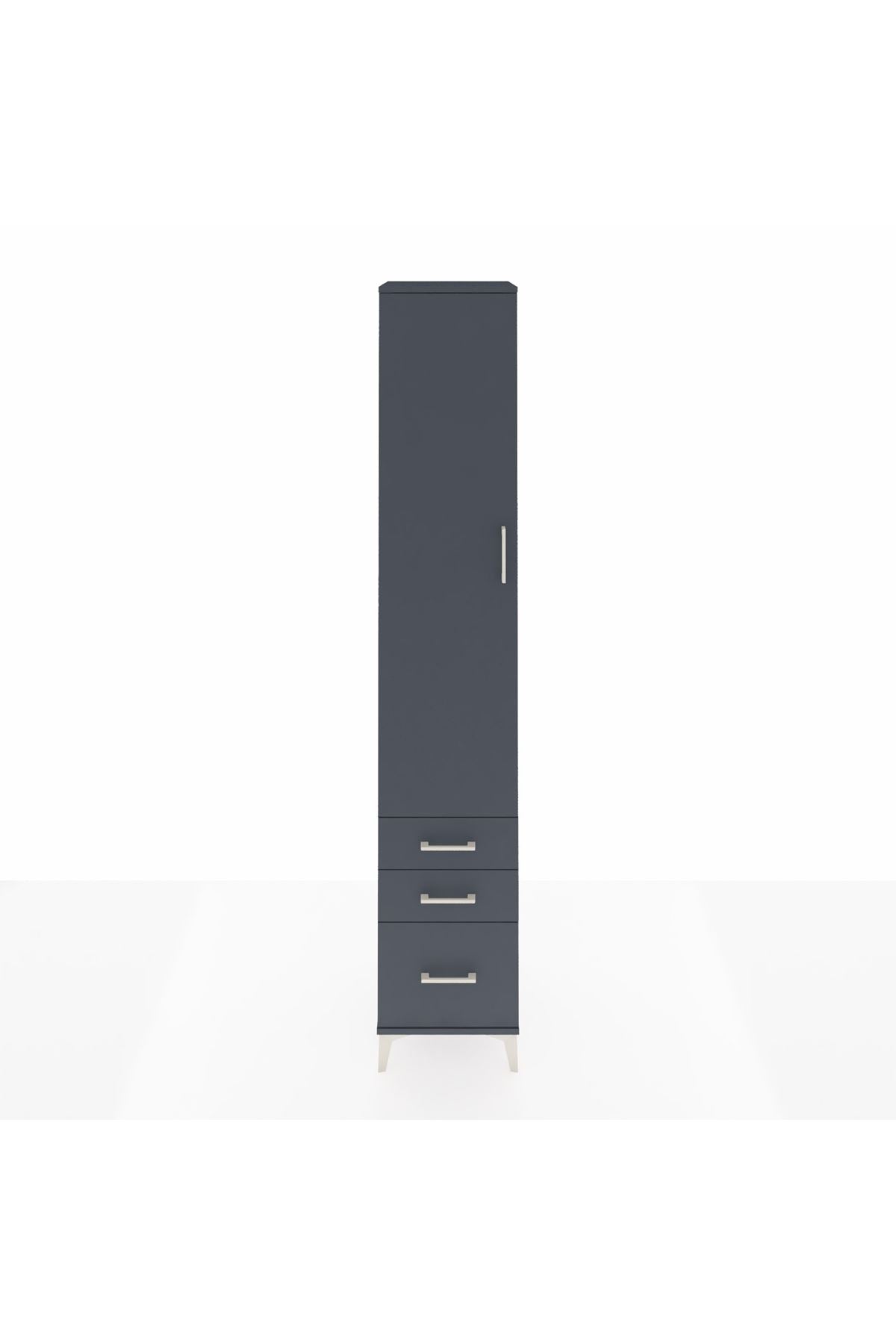 Hyperion Dolap 3 Raflı 3 Çekmeceli Tek Askılı 44x44x243 Antrasit-Antrasit