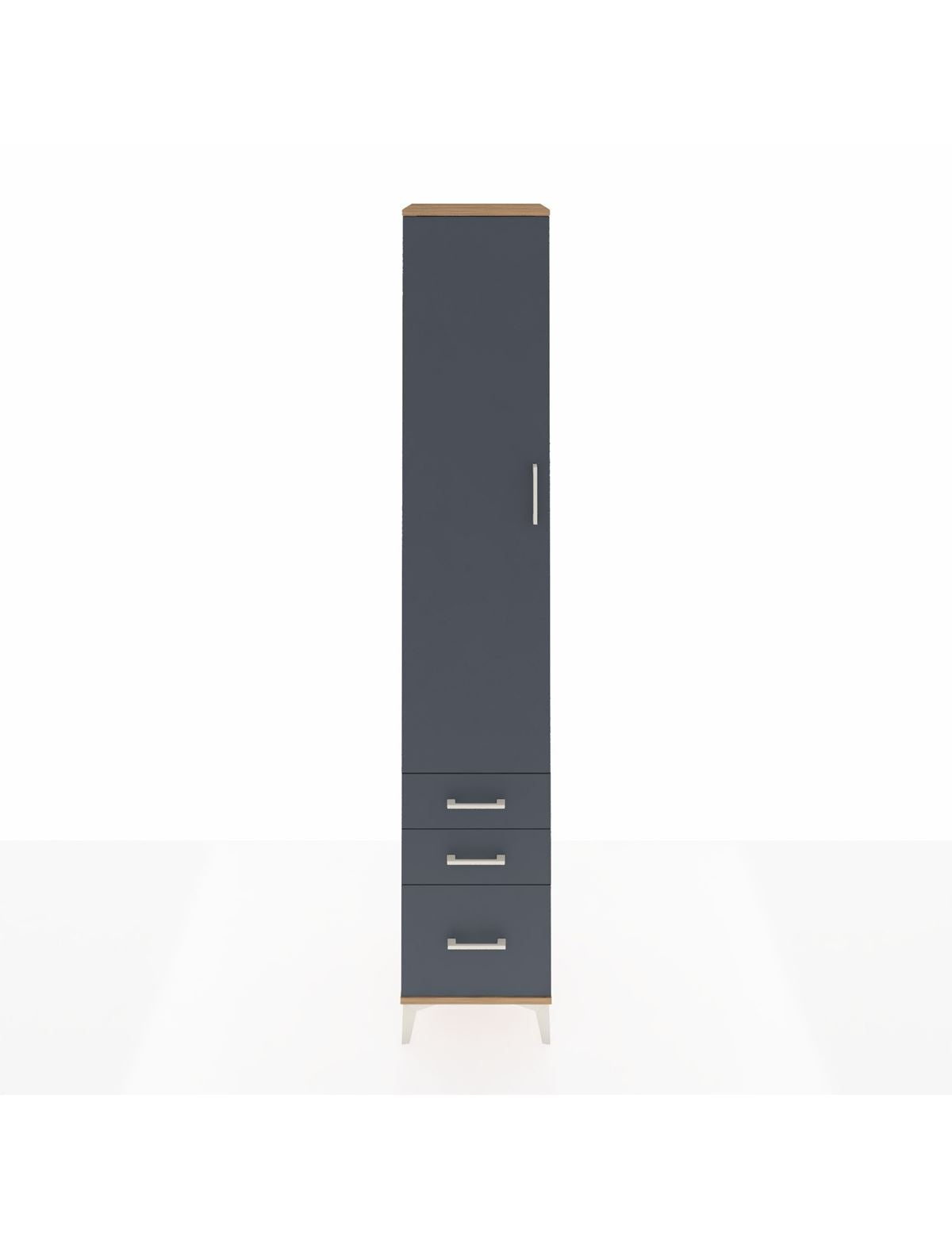 Hyperion Dolap 3 Raflı 3 Çekmeceli Tek Askılı 44x44x243 Çam-Antrasit