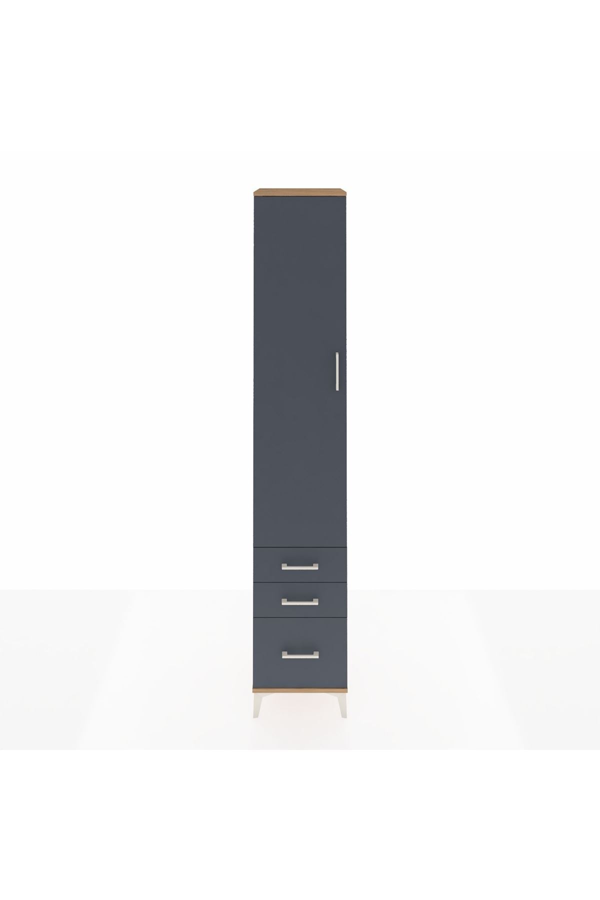 Hyperion Dolap 3 Raflı 3 Çekmeceli Tek Askılı 44x44x243 Çam-Antrasit