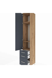 Hyperion Dolap 3 Raflı 3 Çekmeceli Tek Askılı 44x44x243 Çam-Antrasit