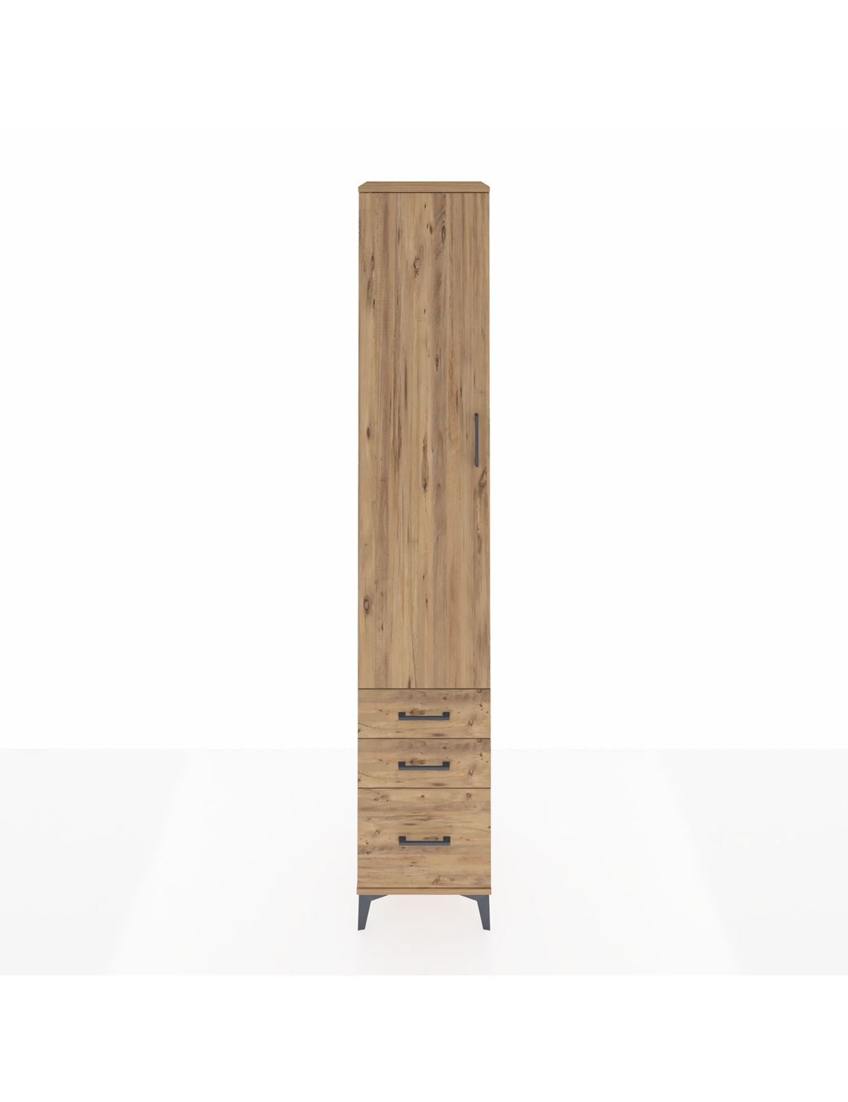 Hyperion Dolap 3 Raflı 3 Çekmeceli Tek Askılı 44x44x243 Çam-Çam