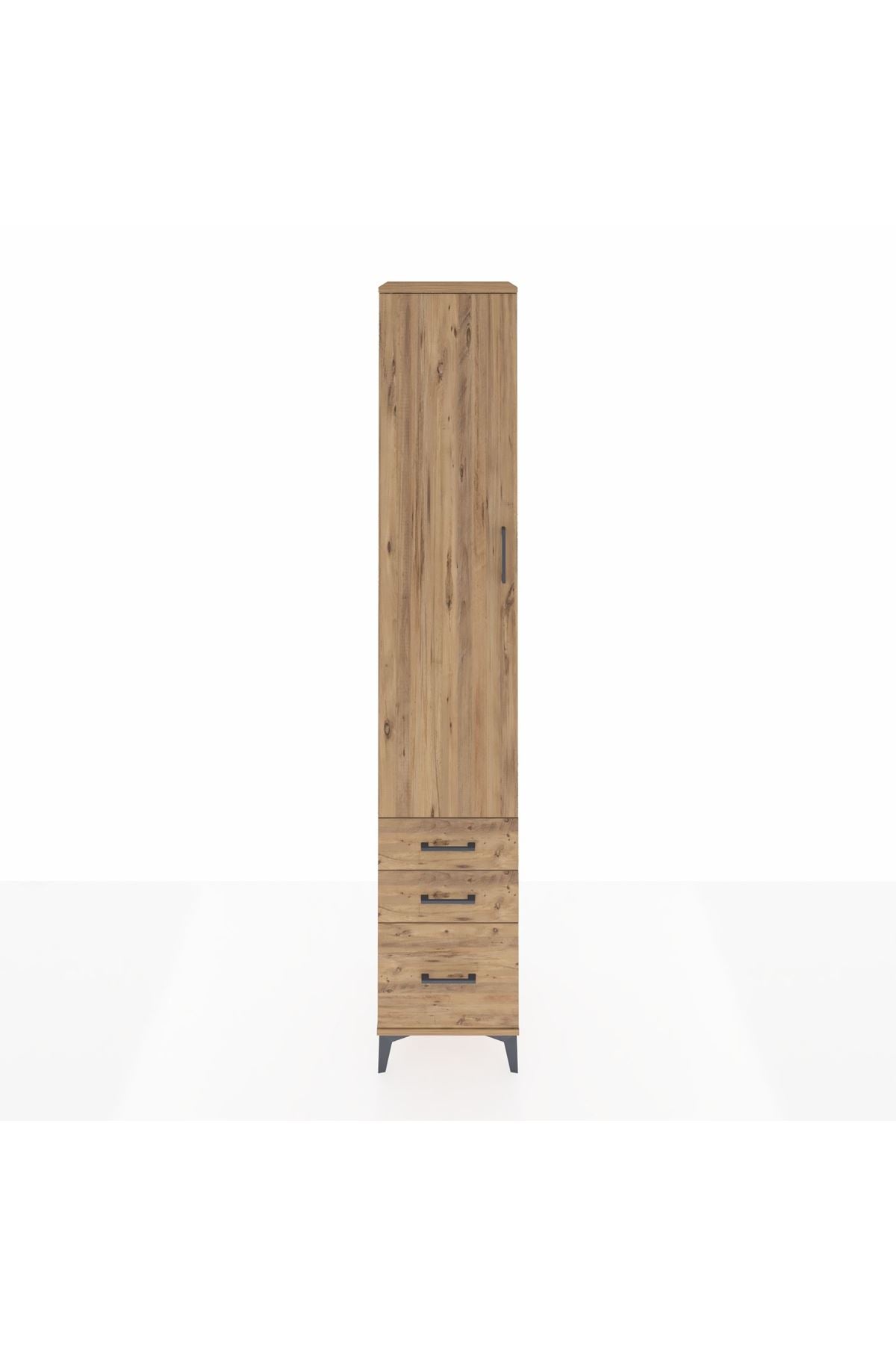 Hyperion Dolap 3 Raflı 3 Çekmeceli Tek Askılı 44x44x243 Çam-Çam