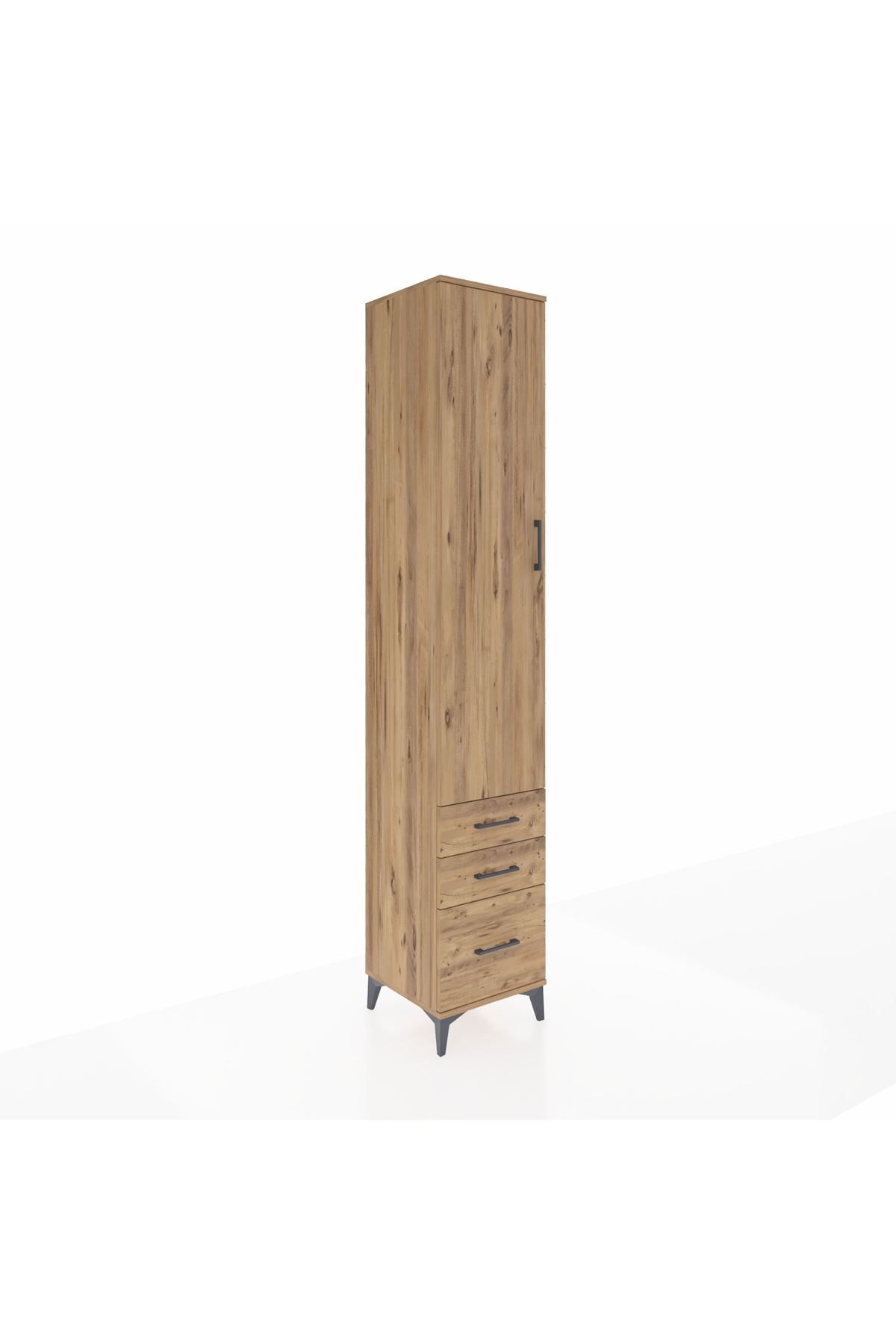 Hyperion Dolap 3 Raflı 3 Çekmeceli Tek Askılı 44x44x243 Çam-Çam