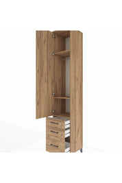 Hyperion Dolap 3 Raflı 3 Çekmeceli Tek Askılı 44x44x243 Çam-Çam