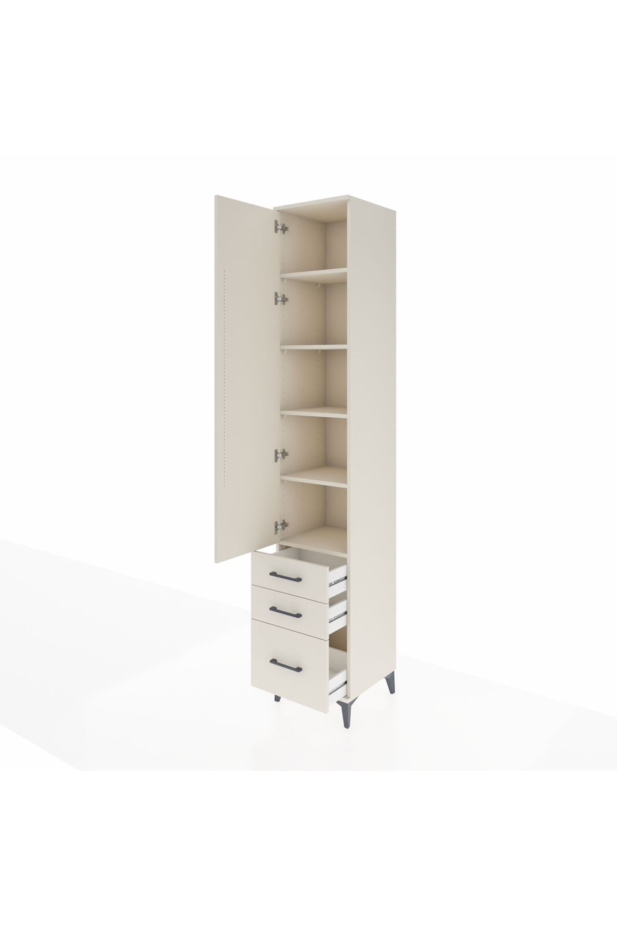 Hyperion Dolap 5 Raflı 3 Çekmeceli Tek Kapaklı 44x44x243 Aytaşı-Aytaşı