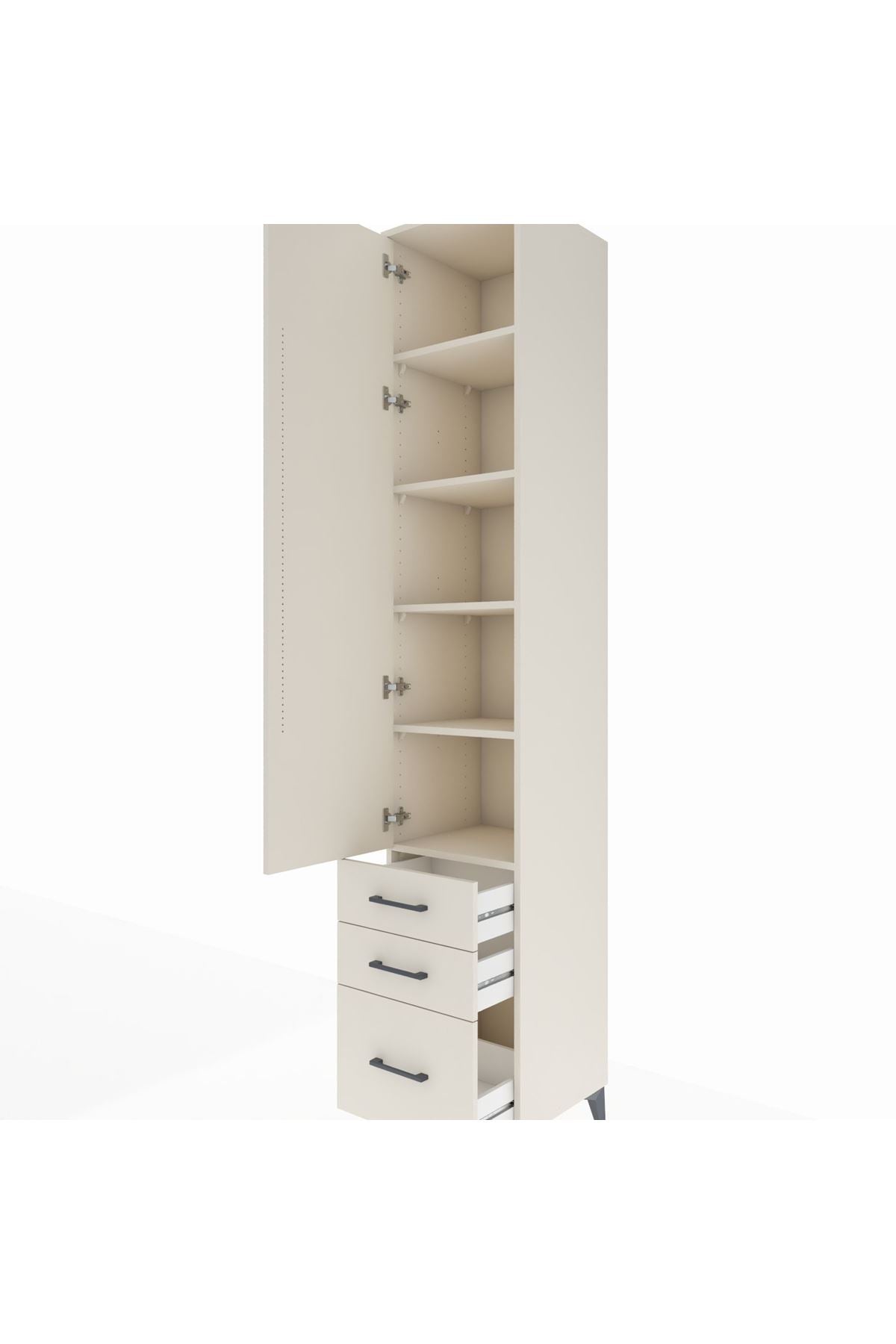 Hyperion Dolap 5 Raflı 3 Çekmeceli Tek Kapaklı 44x44x243 Aytaşı-Aytaşı