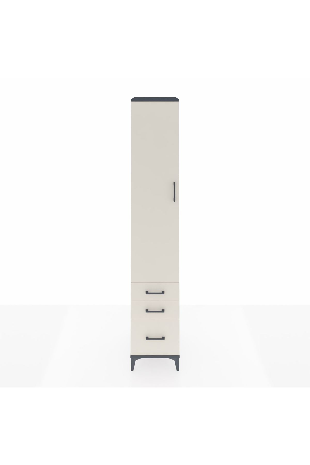 Hyperion Dolap 5 Raflı 3 Çekmeceli Tek Kapaklı 44x44x243 Antrasit-Aytaşı