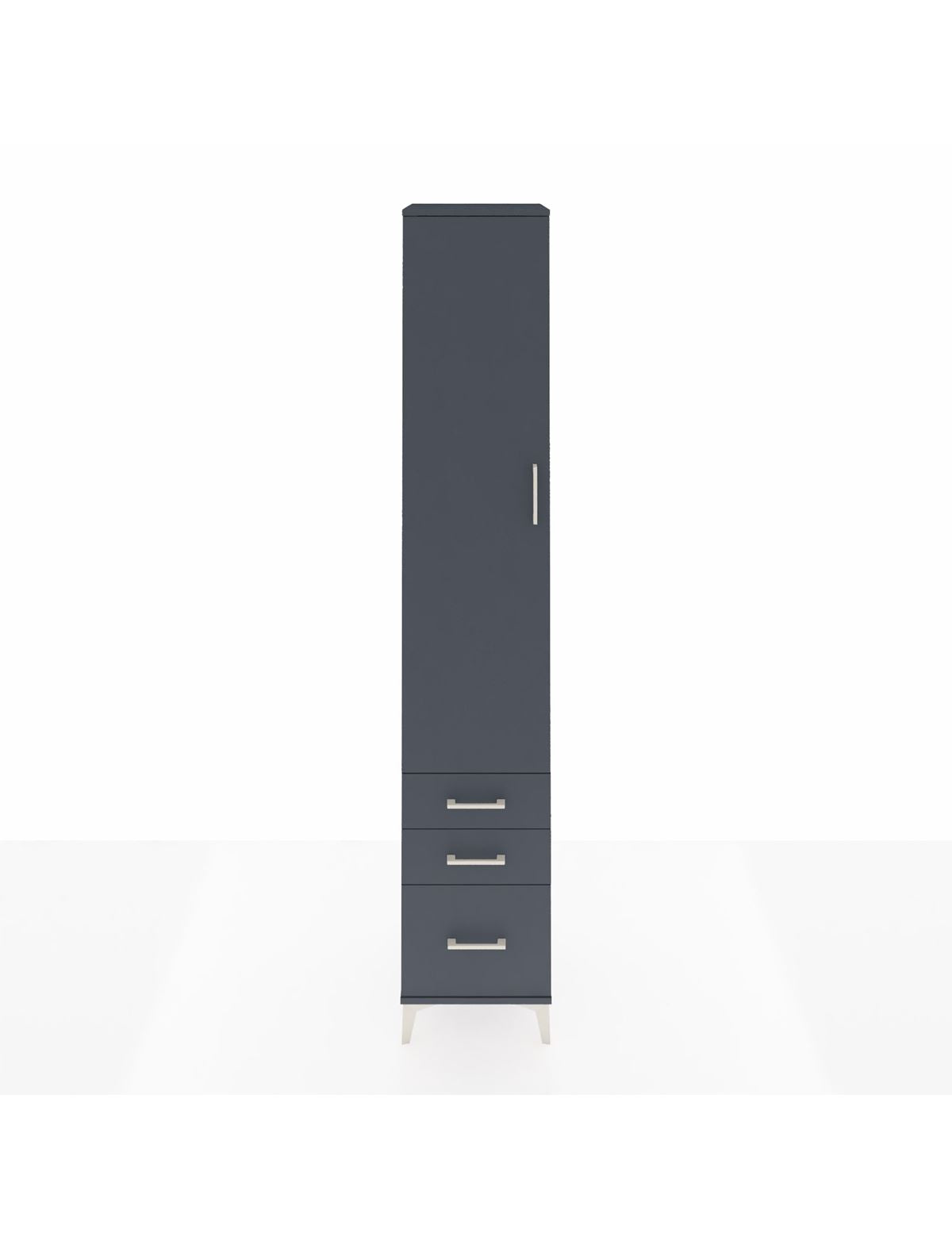 Hyperion Dolap 5 Raflı 3 Çekmeceli Tek Kapaklı 44x44x243 Antrasit-Antrasit