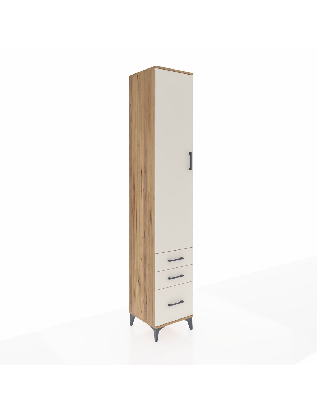 Hyperion Dolap 5 Raflı 3 Çekmeceli Tek Kapaklı 44x44x243 Çam-Aytaşı