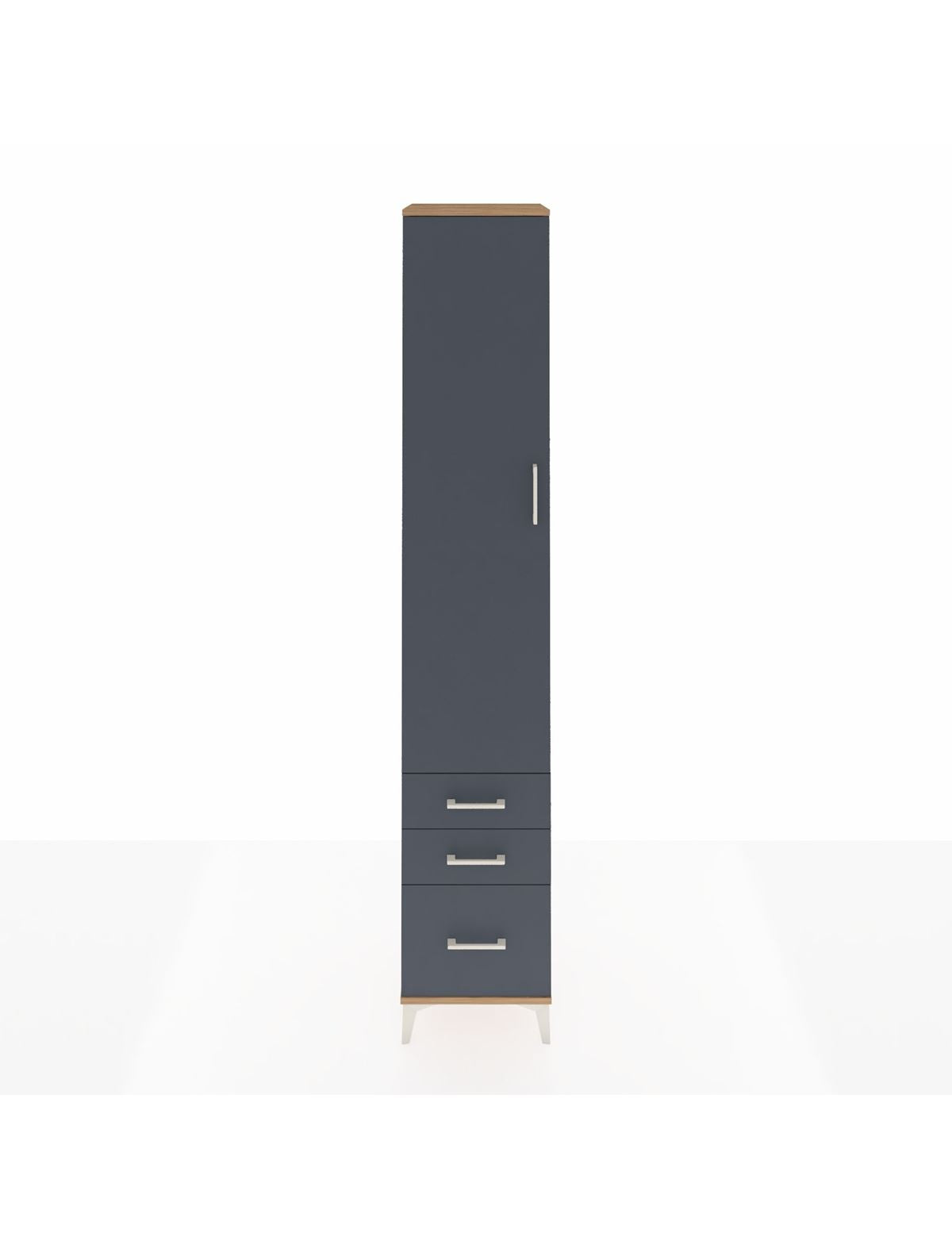 Hyperion Dolap 5 Raflı 3 Çekmeceli Tek Kapaklı 44x44x243 Çam-Antrasit