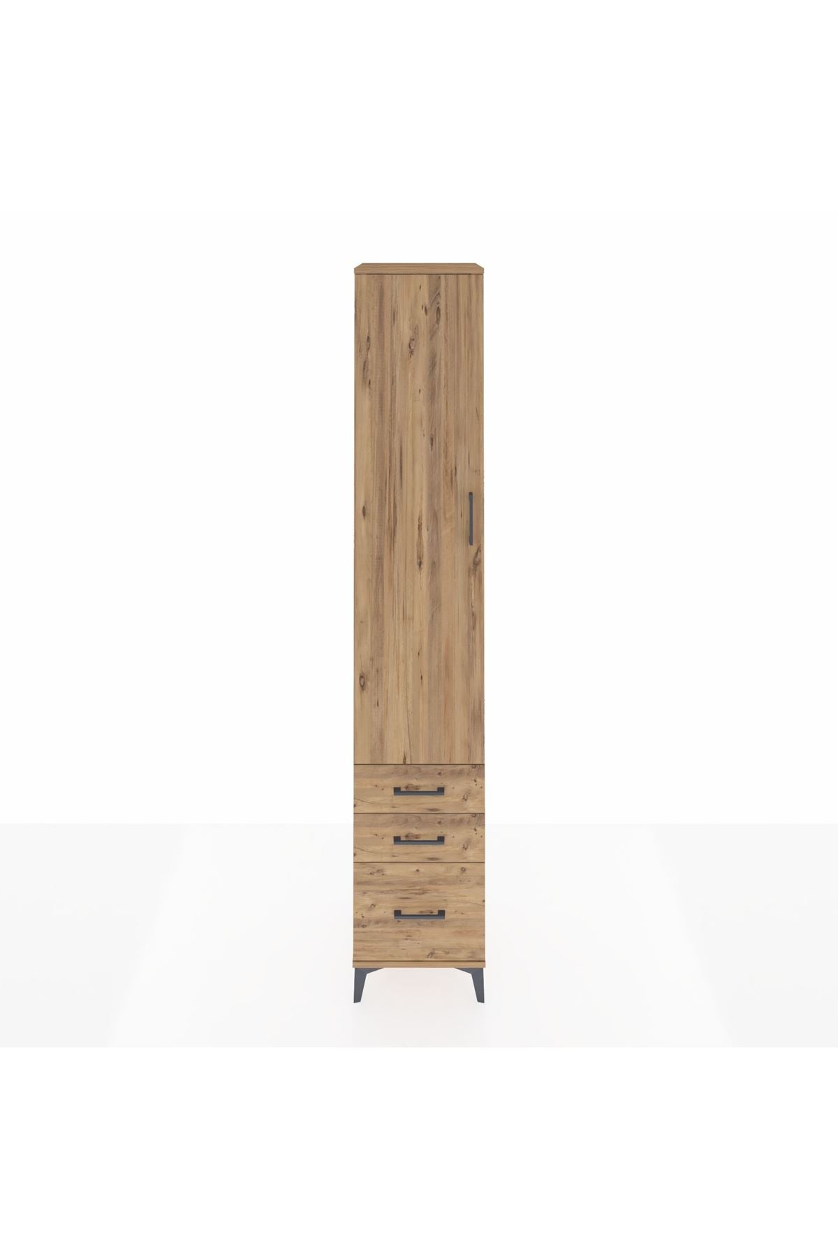 Hyperion Dolap 5 Raflı 3 Çekmeceli Tek Kapaklı 44x44x243 Çam-Çam