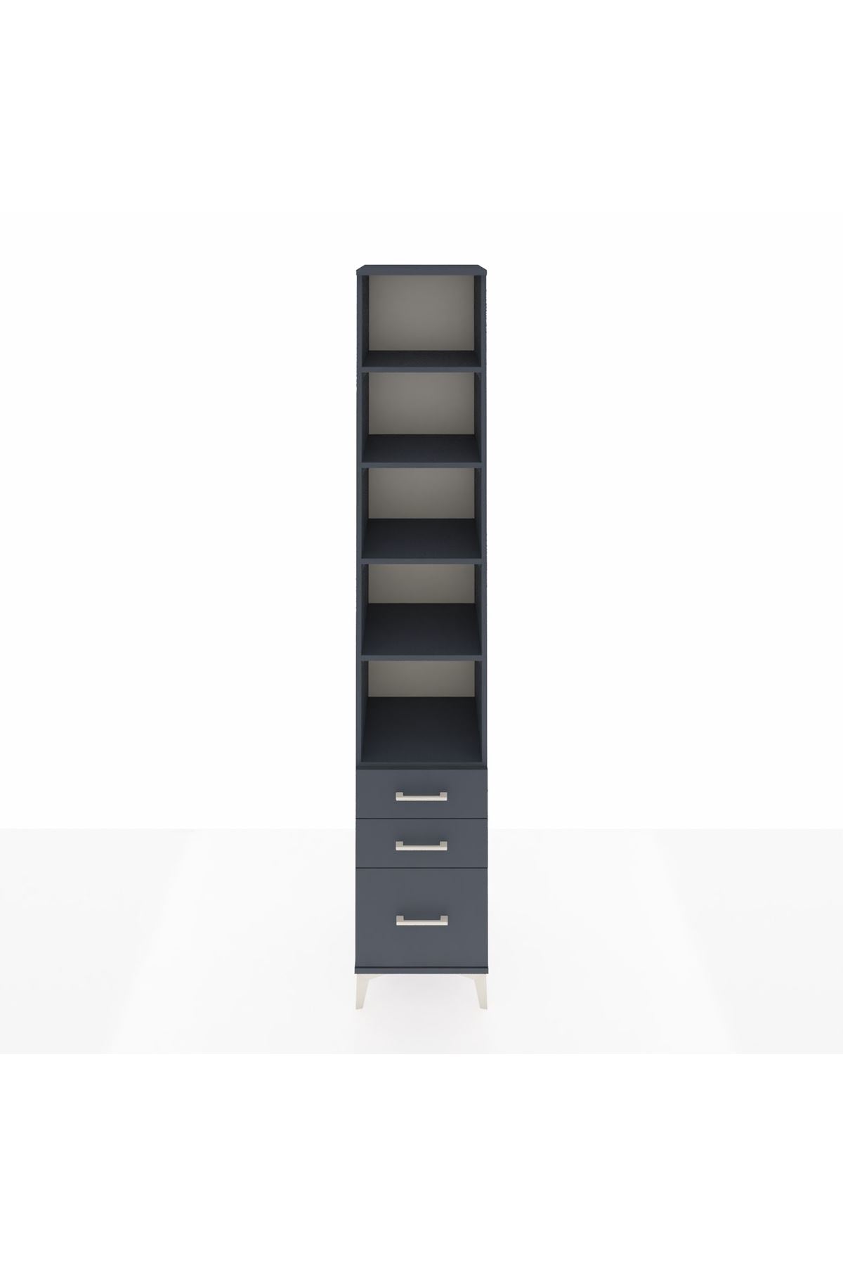 Hyperion Dolap 5 Raflı 3 Çekmeceli 44x44x243 Antrasit-Antrasit
