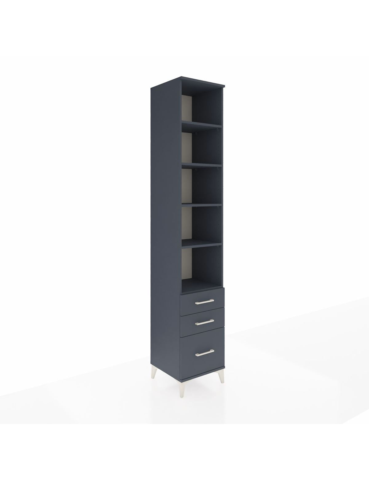 Hyperion Dolap 5 Raflı 3 Çekmeceli 44x44x243 Antrasit-Antrasit