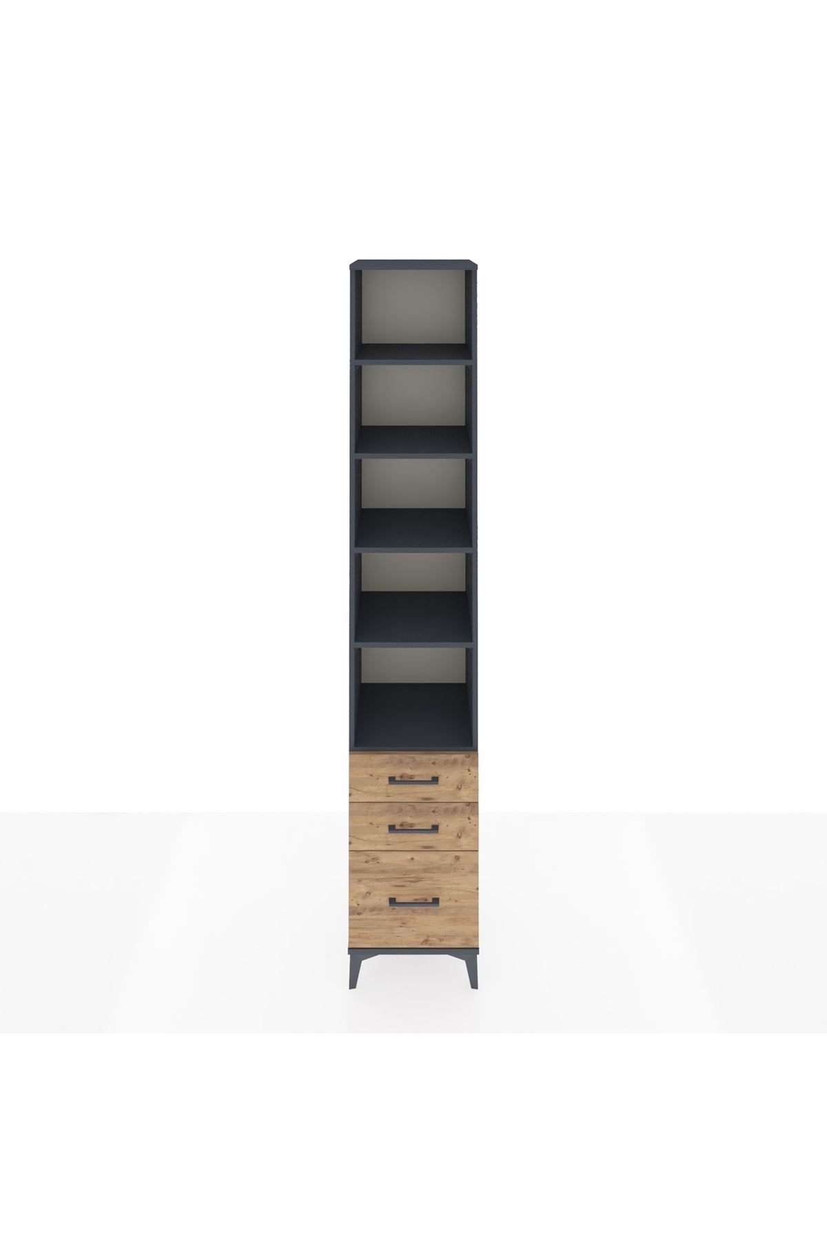Hyperion Dolap 5 Raflı 3 Çekmeceli 44x44x243 Antrasit-Çam