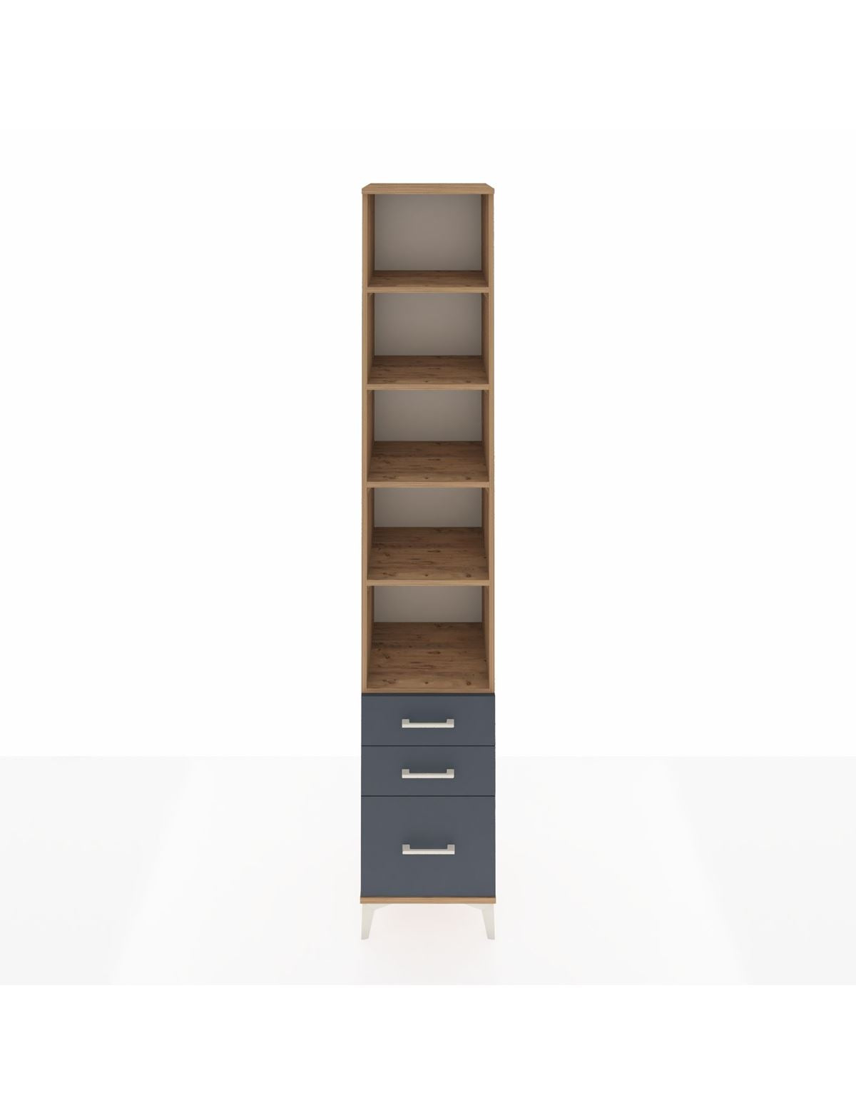 Hyperion Dolap 5 Raflı 3 Çekmeceli 44x44x243 Çam-Antrasit