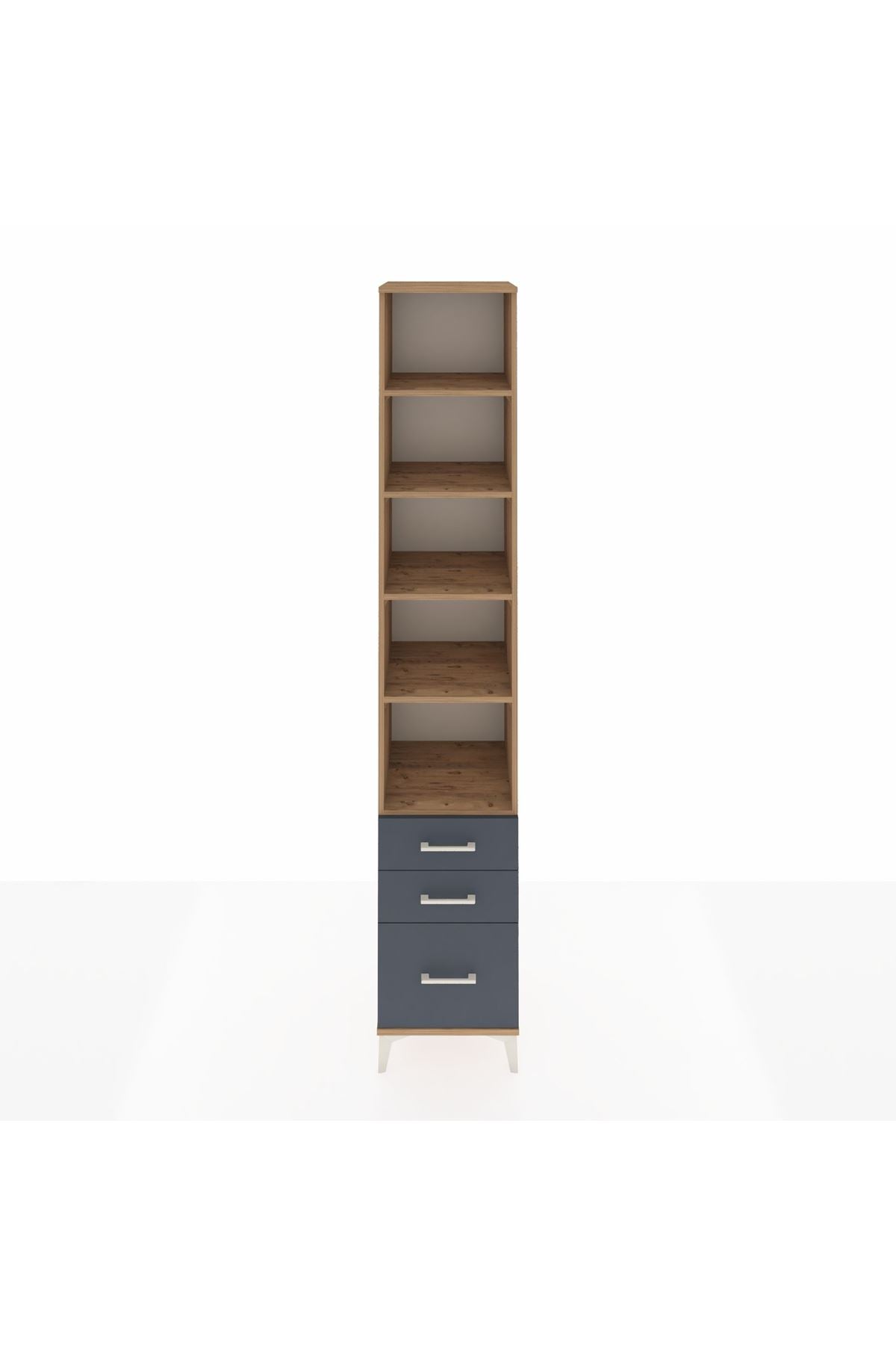 Hyperion Dolap 5 Raflı 3 Çekmeceli 44x44x243 Çam-Antrasit