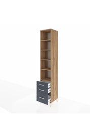 Hyperion Dolap 5 Raflı 3 Çekmeceli 44x44x243 Çam-Antrasit