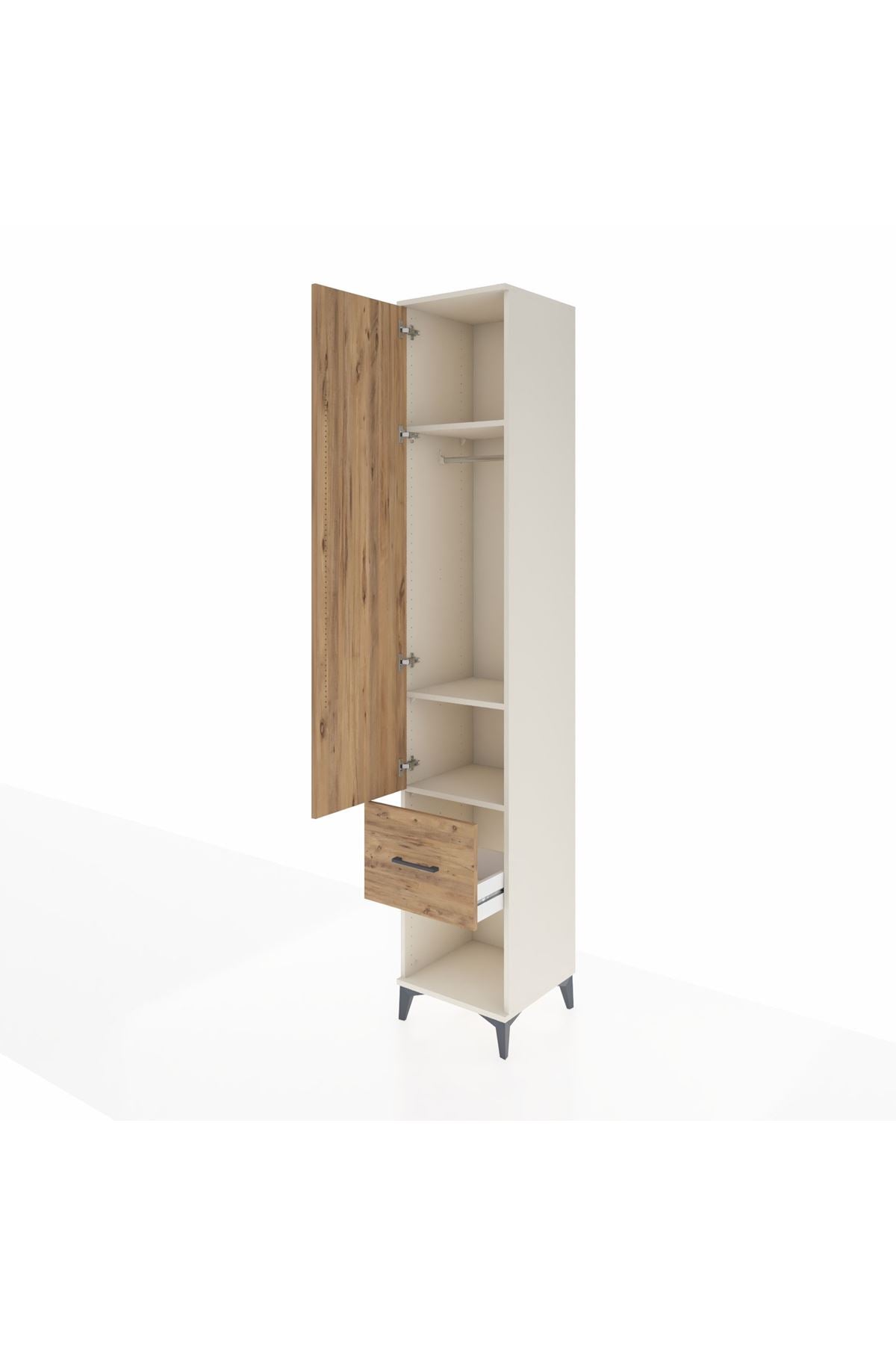 Hyperion Dolap 3 Raflı Tek Çekmeceli Tek Askılı 44x44x243 Aytaşı-Çam