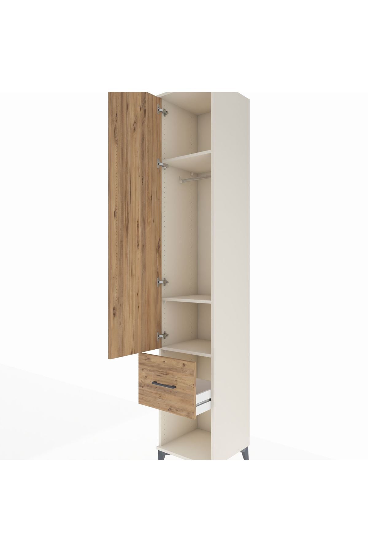 Hyperion Dolap 3 Raflı Tek Çekmeceli Tek Askılı 44x44x243 Aytaşı-Çam