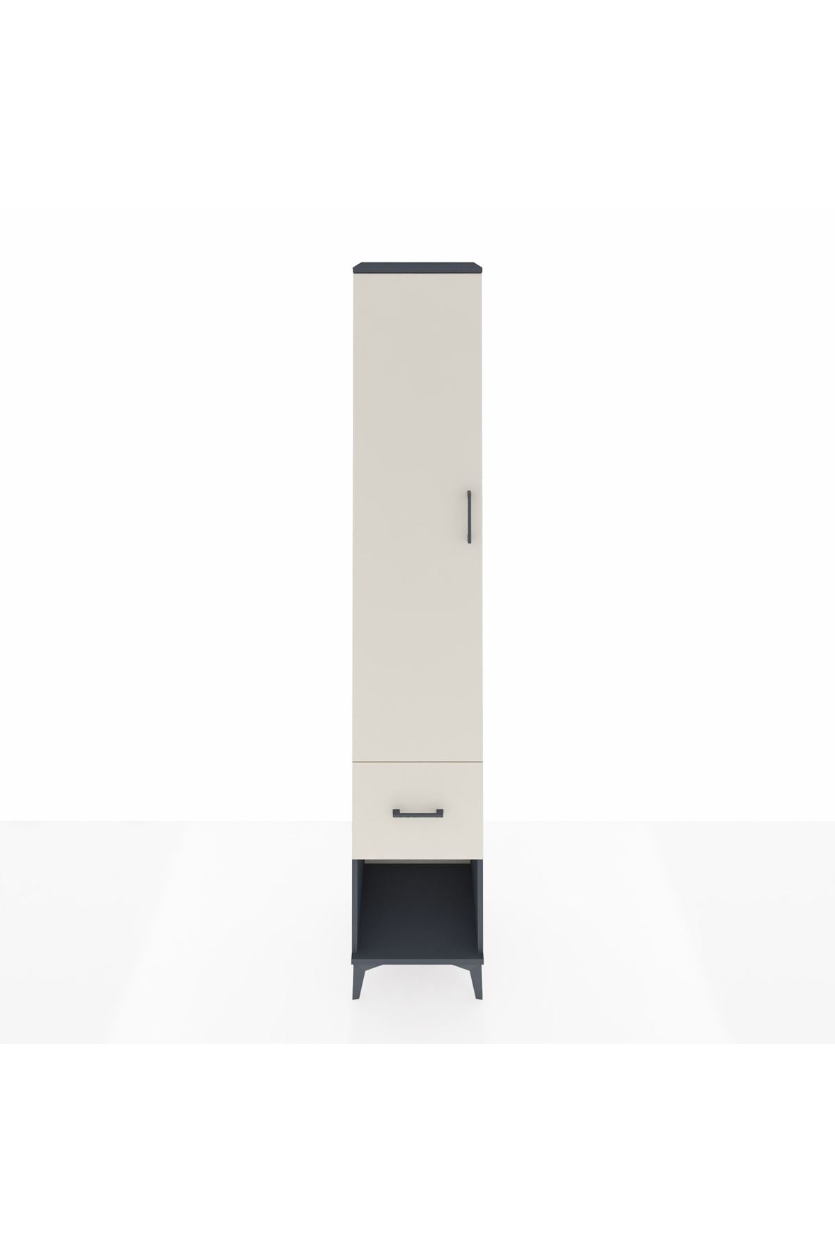 Hyperion Dolap 3 Raflı Tek Çekmeceli Tek Askılı 44x44x243 Antrasit-Aytaşı
