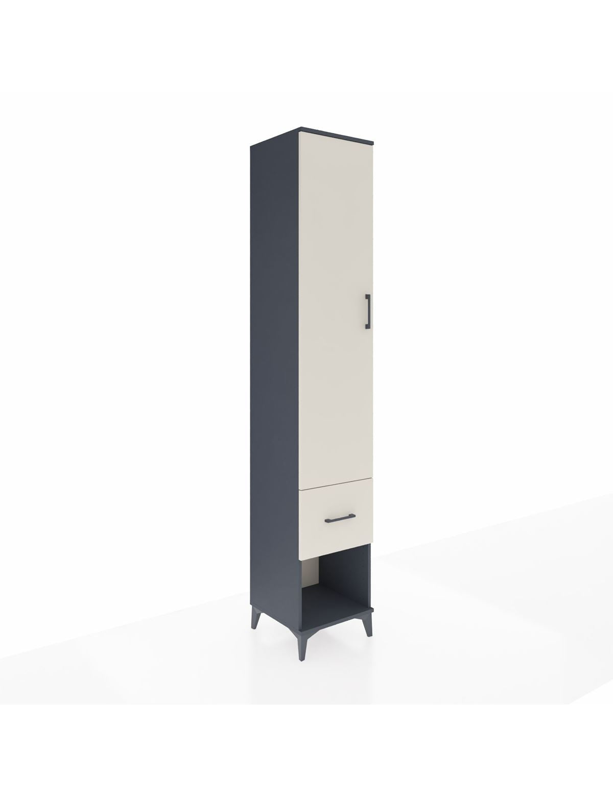 Hyperion Dolap 3 Raflı Tek Çekmeceli Tek Askılı 44x44x243 Antrasit-Aytaşı