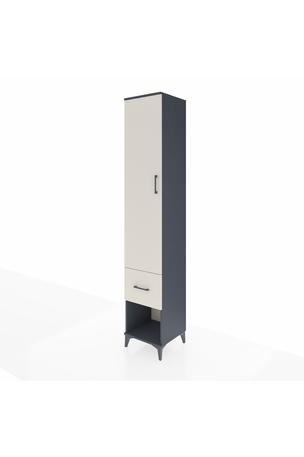 Hyperion Dolap 3 Raflı Tek Çekmeceli Tek Askılı 44x44x243 Antrasit-Aytaşı