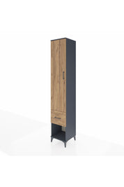 Hyperion Dolap 3 Raflı Tek Çekmeceli Tek Askılı 44x44x243 Antrasit-Çam