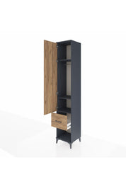 Hyperion Dolap 3 Raflı Tek Çekmeceli Tek Askılı 44x44x243 Antrasit-Çam