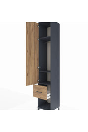 Hyperion Dolap 3 Raflı Tek Çekmeceli Tek Askılı 44x44x243 Antrasit-Çam
