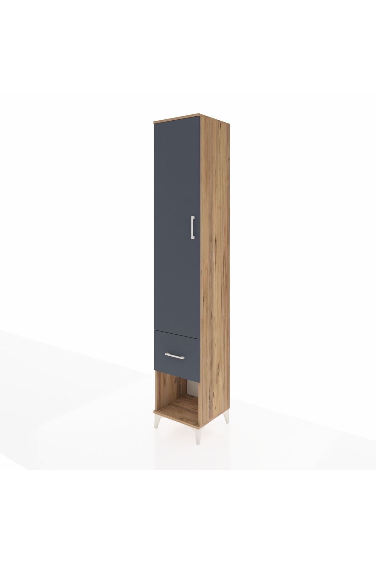 Hyperion Dolap 3 Raflı Tek Çekmeceli Tek Askılı 44x44x243 Çam-Antrasit