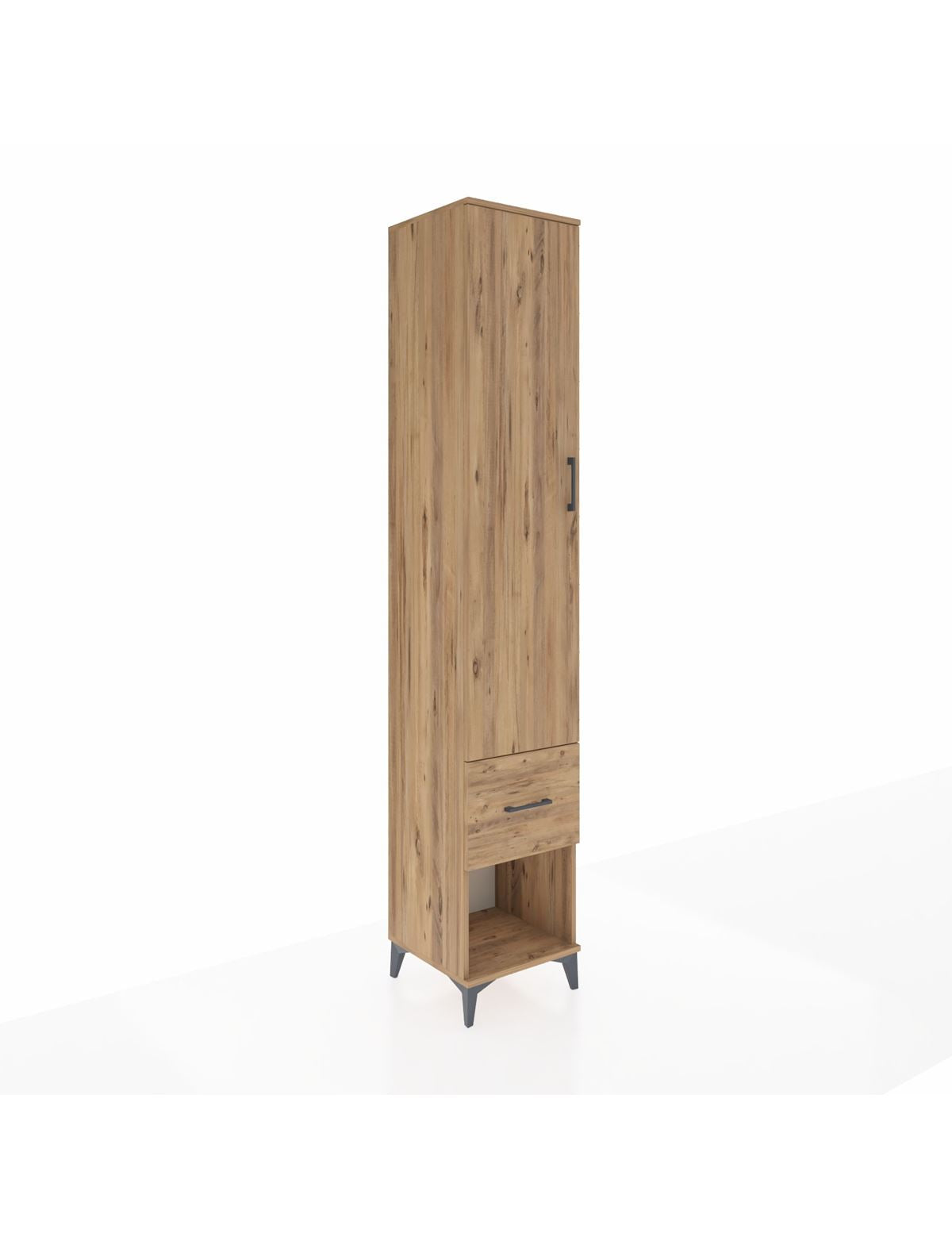 Hyperion Dolap 3 Raflı Tek Çekmeceli Tek Askılı 44x44x243 Çam-Çam