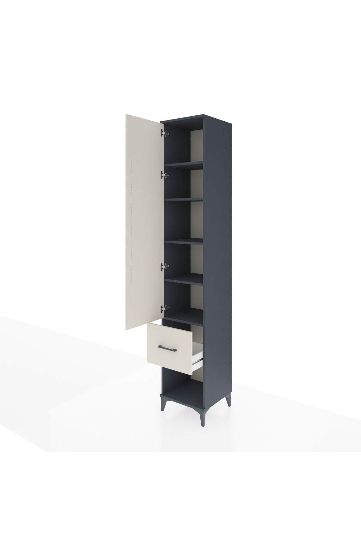 Hyperion Dolap 5 Raflı Tek Çekmeceli Tek Kapaklı 44x44x243 Antrasit-Aytaşı